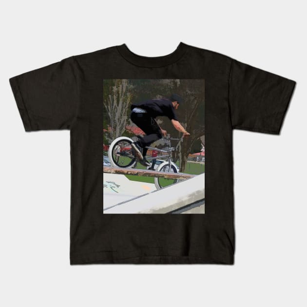 BMX Jump - BMX Rider Kids T-Shirt by Highseller